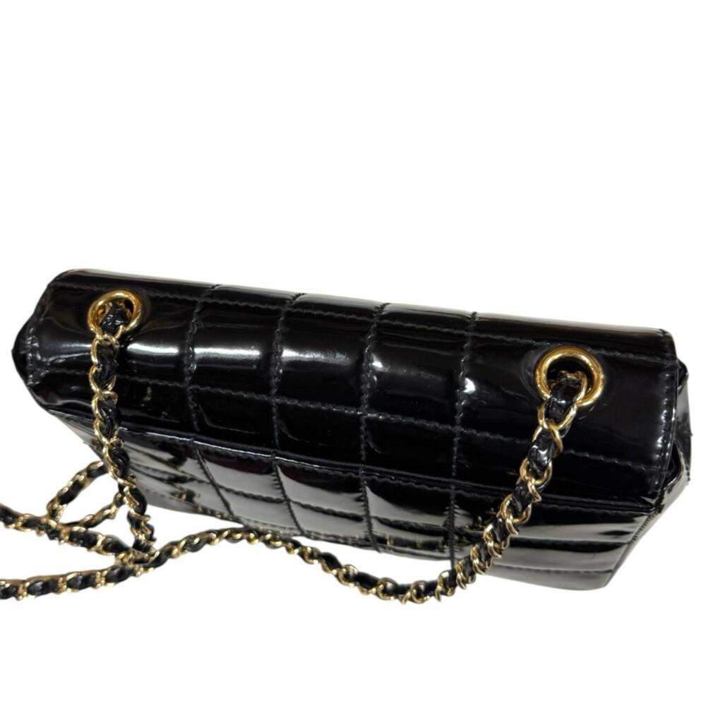 Chanel Chocolate Bar Shoulder Bag, Patent Leather, Black, Women's, CHANEL Chain - Picture 16 of 16